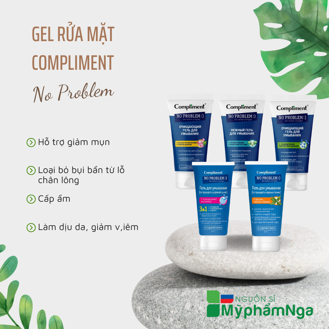 Gel sữa rửa mặt Compliment No Problem giảm mụn