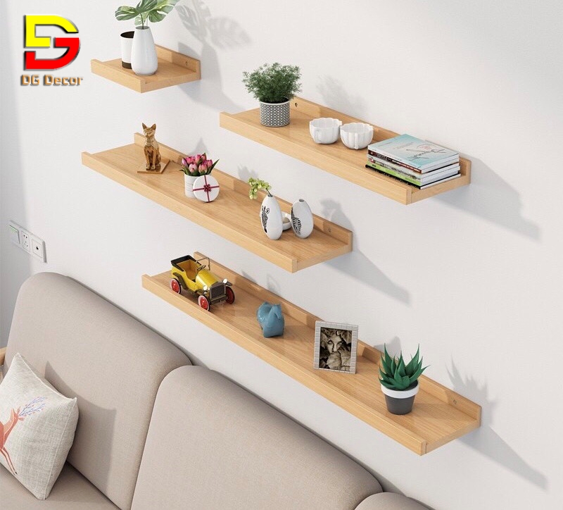Wood shelf decoration hanging wall style welding quốc-kệ natural pine wood decor home door