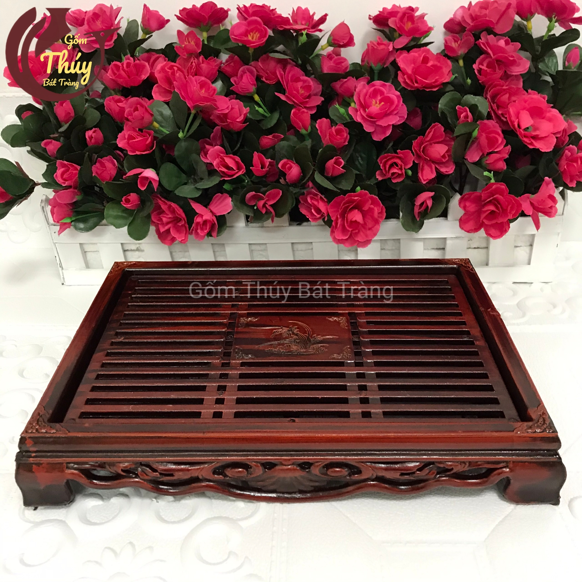 Khay trà 33 x 23 x 5 cm (có khay hứng nước)
