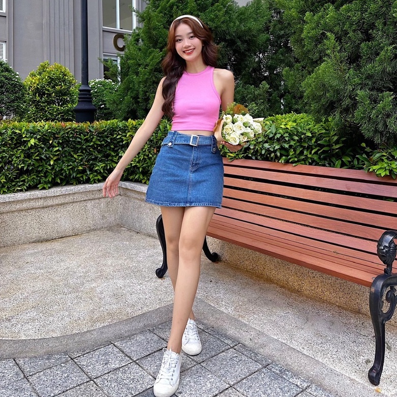 Áo croptop nữ body sát nách TOPTIFY kiểu cổ tròn basic sát nách Ruth Top AC82
