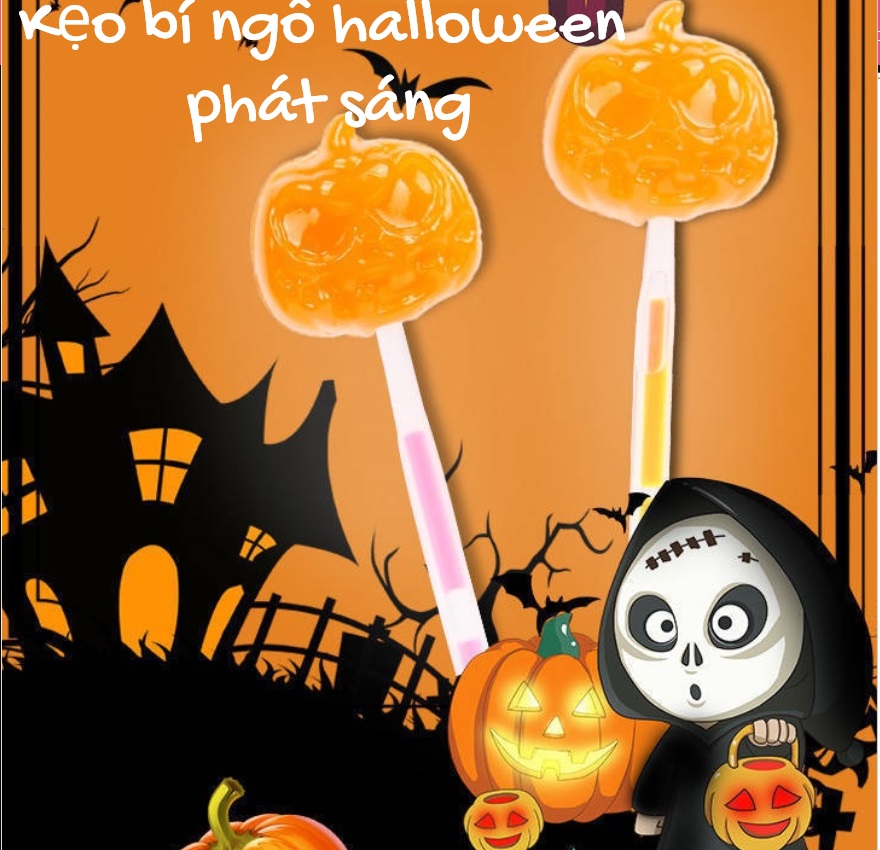 1 kẹo mút bí ngô halloween phát sáng
