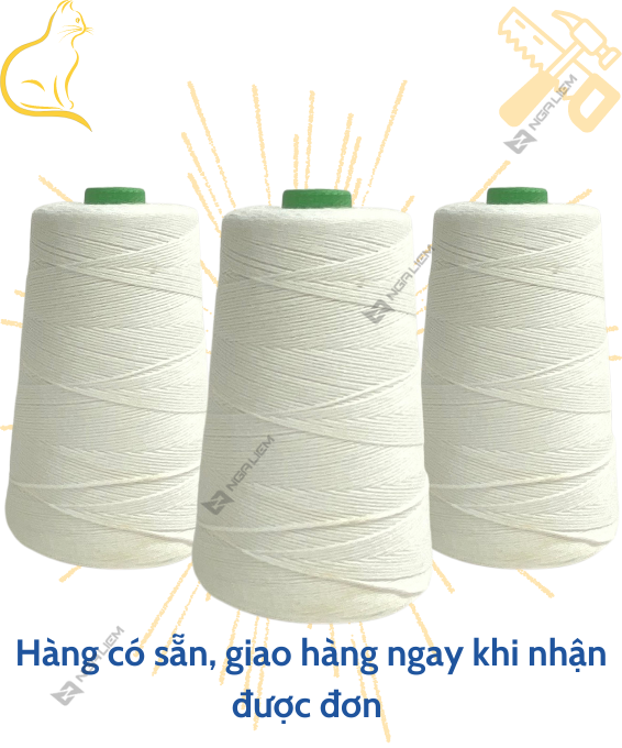 Cuộn chỉ may bao màu trắng (200gram/Cuộn)