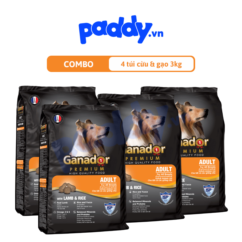 [Combo 4] Hạt Ganador Chó Lớn Cừu & Gạo 3kg
