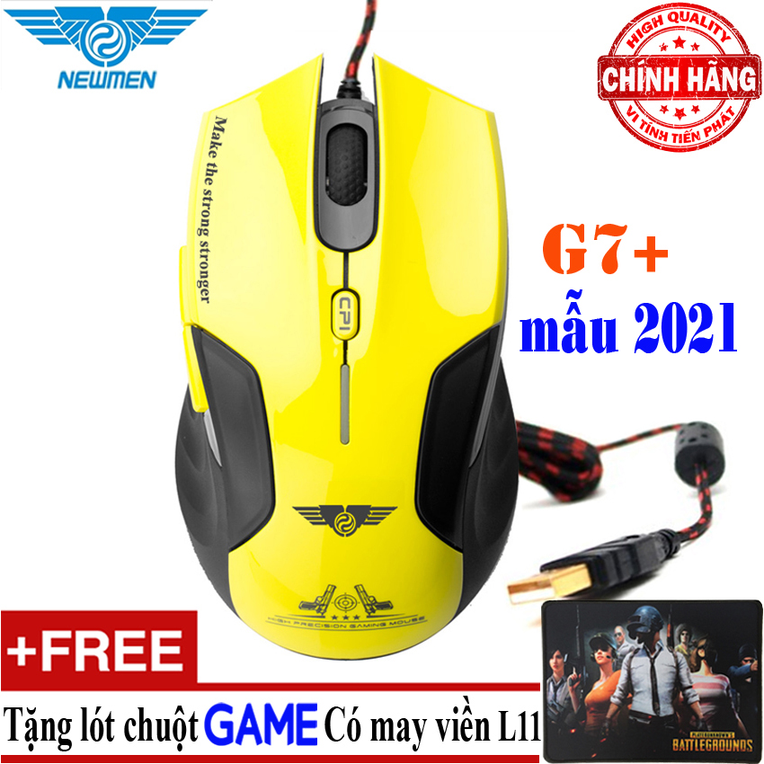 Chuột quang chuyên game có dây Newmen G7 + Plus mẫu 2021 + Tặng lót chuột chuyên game