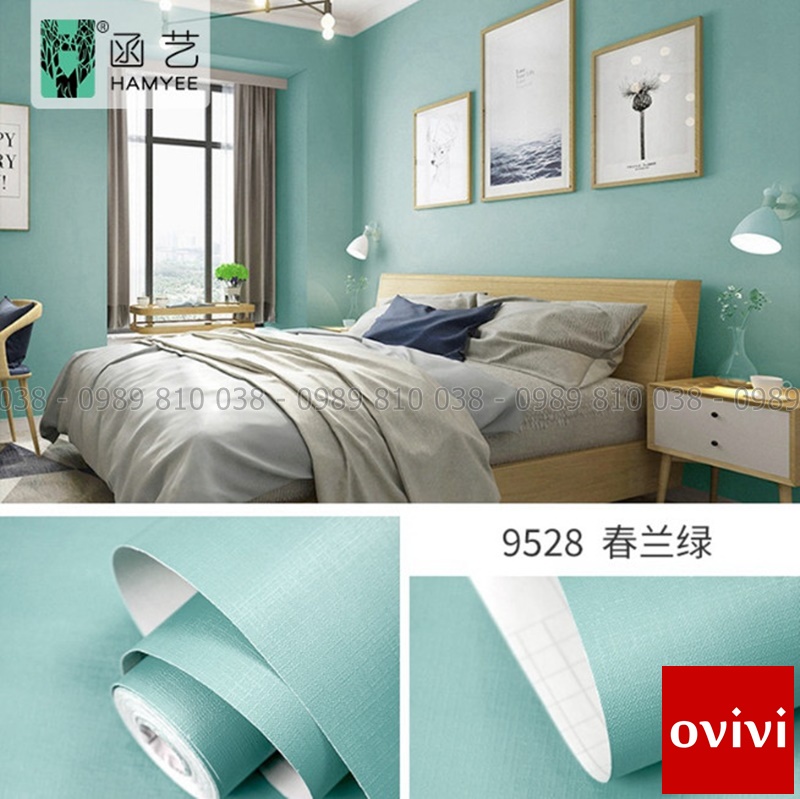 10m Giấy dán tường một màu [GIÁ Sỉ] - 10m decal dán tường màu trơn có keo sẵn thời thượng Ovivi