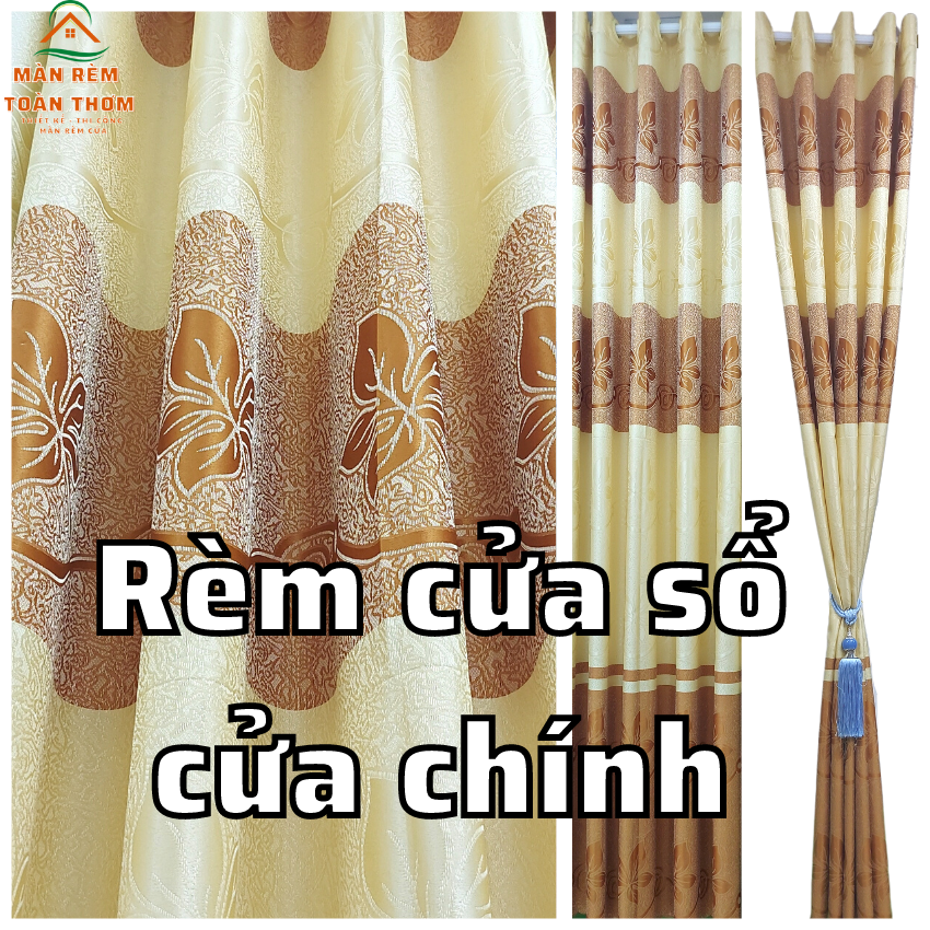 rèm gấm rộng 3m cao2.7m xanh cốm 5 cánh