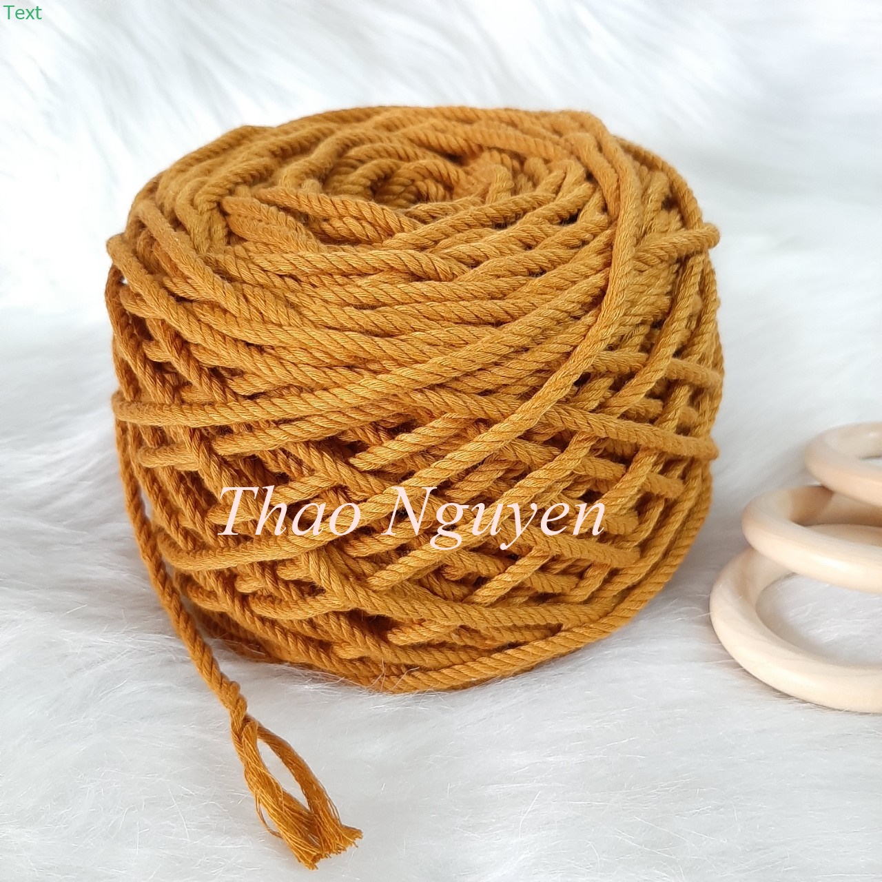 (ảnh thật) Dây thừng se macrame , dây cotton .MÀU VÀNG MUSTAND  3mm-5mm