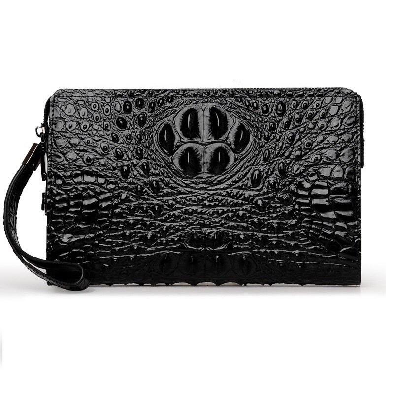 Ví bóp cầm tay da cá sấu khóa số 2 ngăn .(Nâu - Đen)Ví da cầm tay phong cách châu âu.ví cầm tay cao cấp.