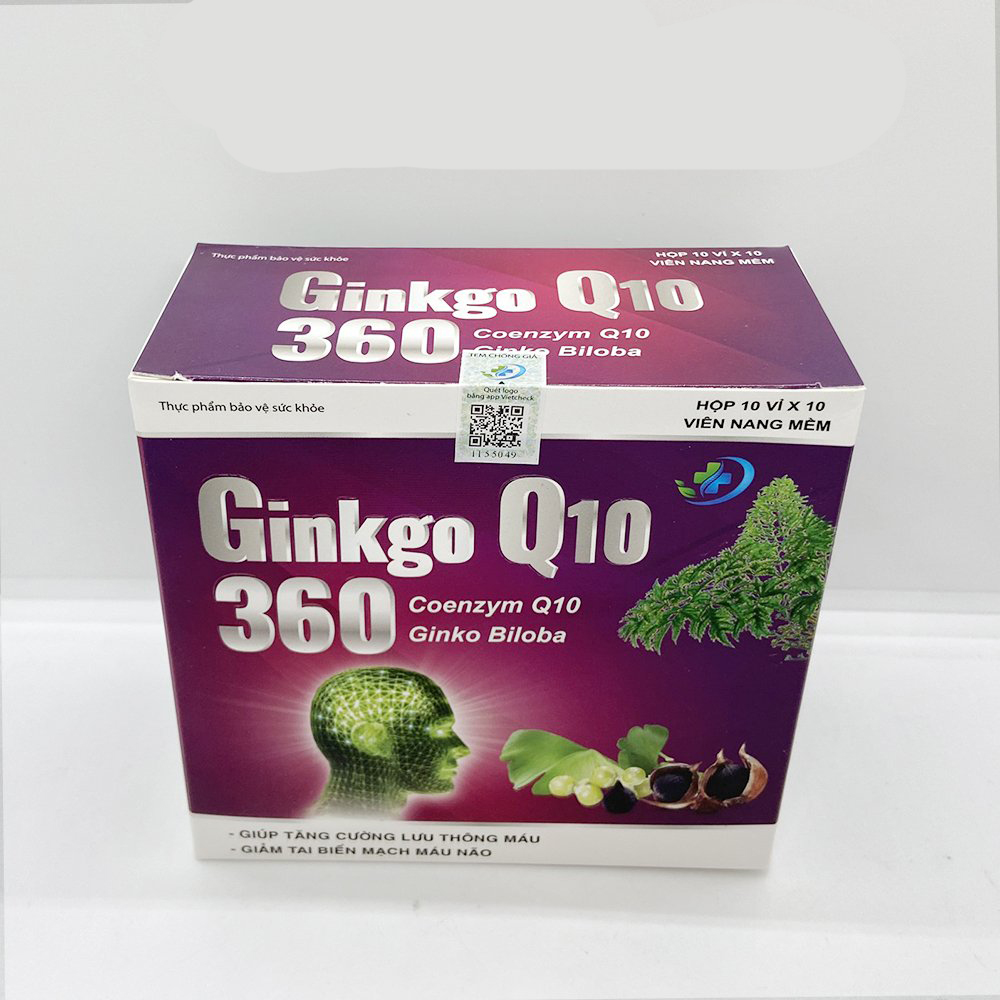 Hoạt huyết dưỡng não GINKGO Q10 360 nattokinase giảm đau đầu hoa mắt chóng mặt - 100 viên