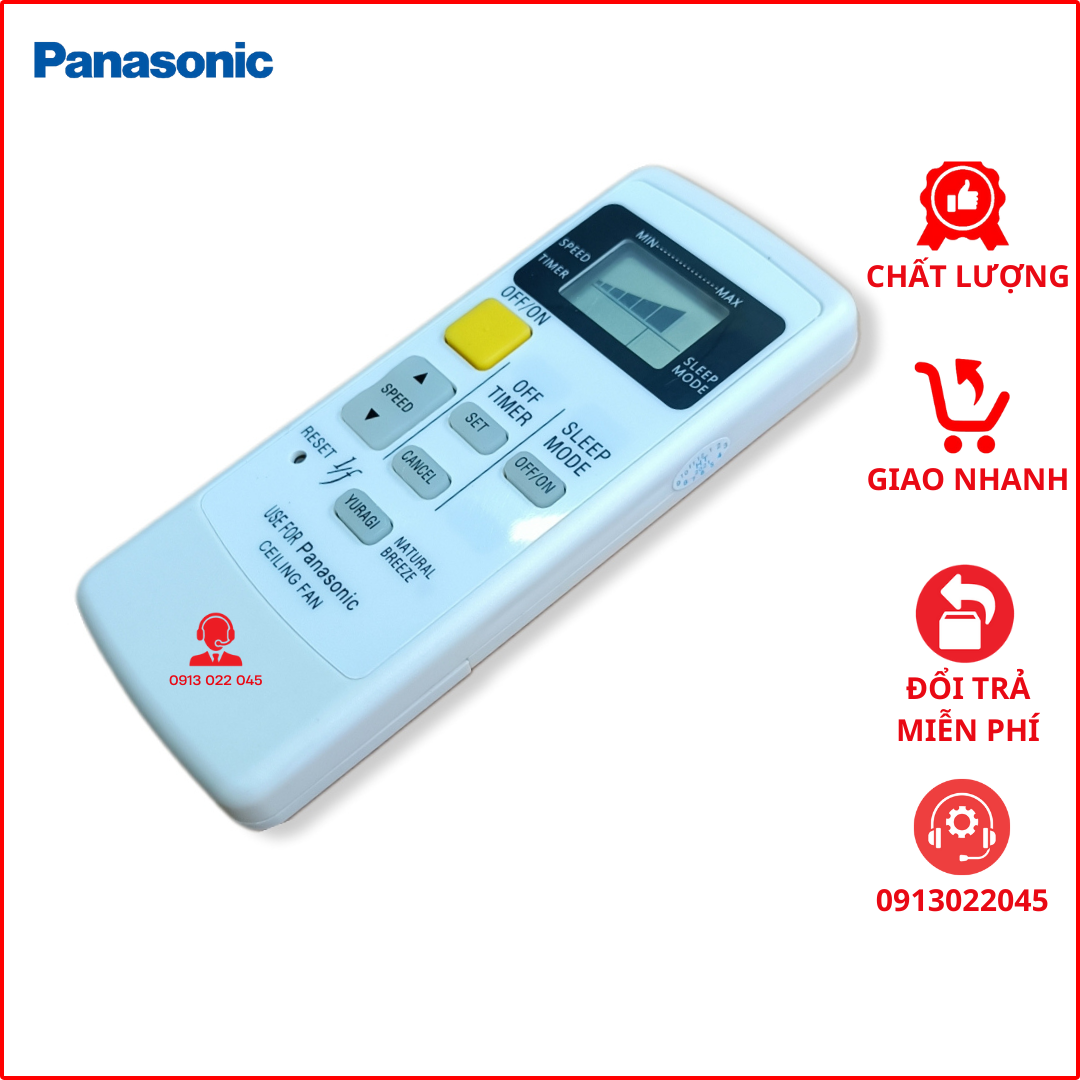 Điều khiển quạt trần Panasonic 5 cánh.