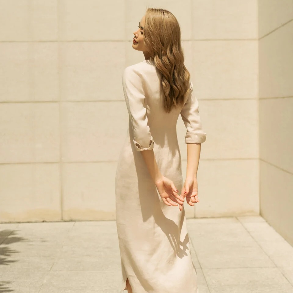 Đầm Linen Kem F2 D379