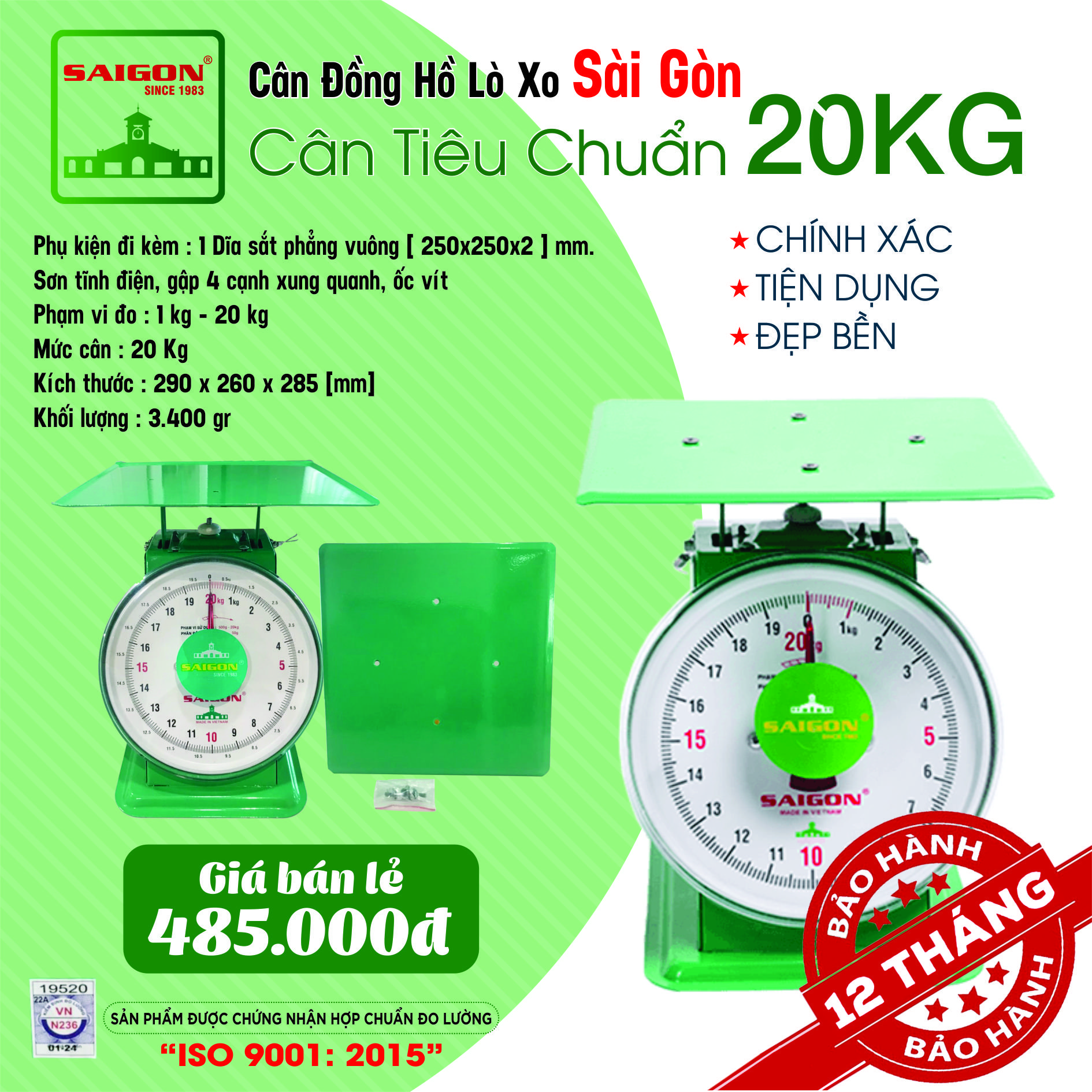 Cân 20 kg bảo hành 12 tháng