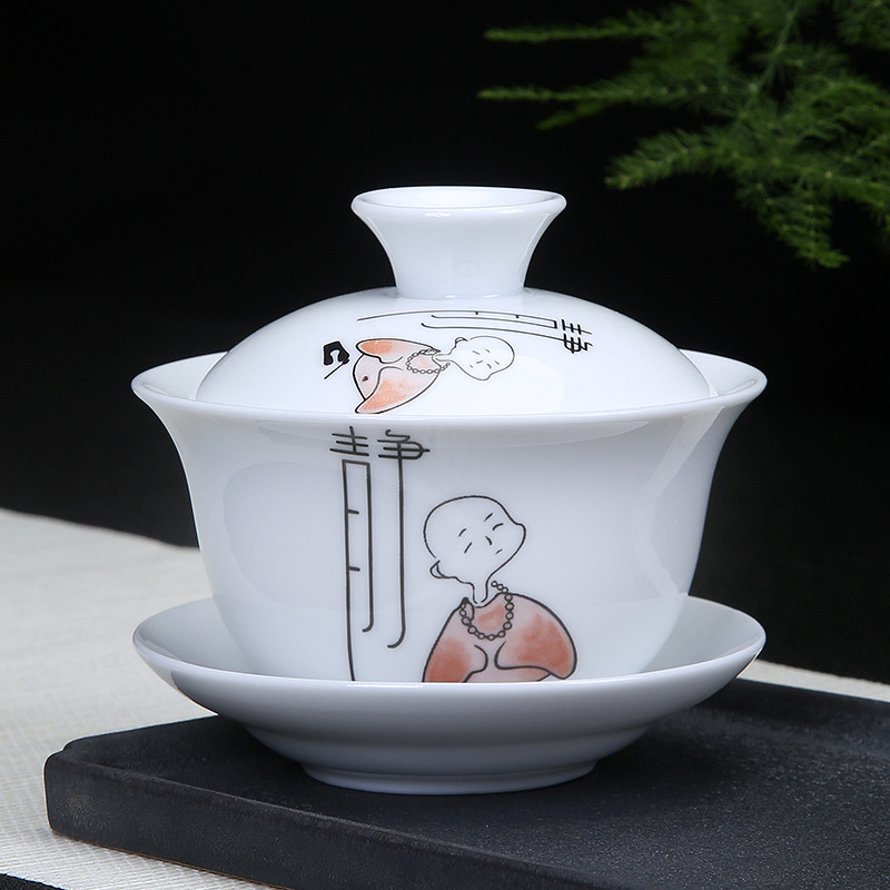 Chén Khải sứ trắng Bạch Định thấu quang 150 ml