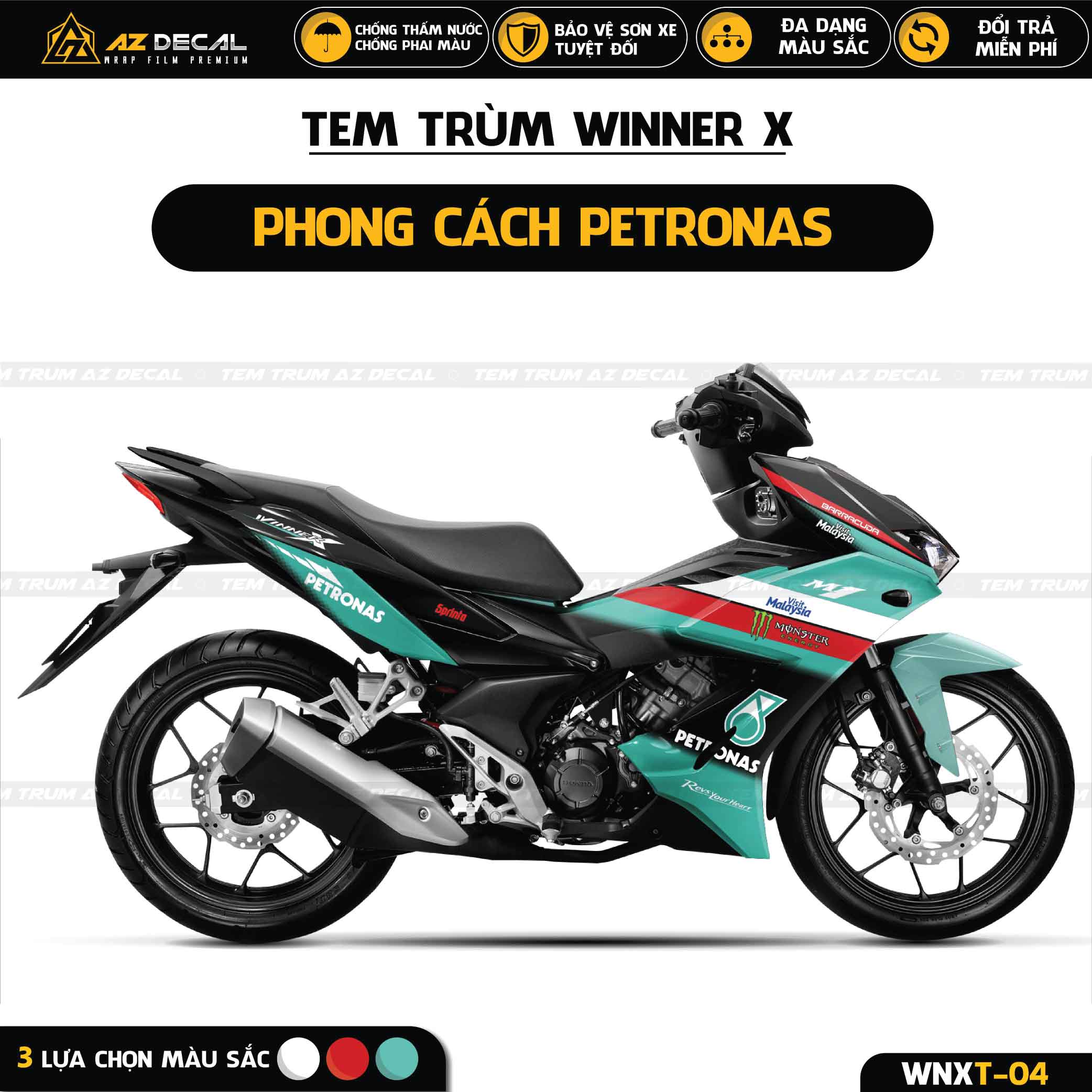 Tem Trùm Winner X Mẫu Petronas WNXT-04 Decal Winner V2 Cao Cấp, Chống Nước