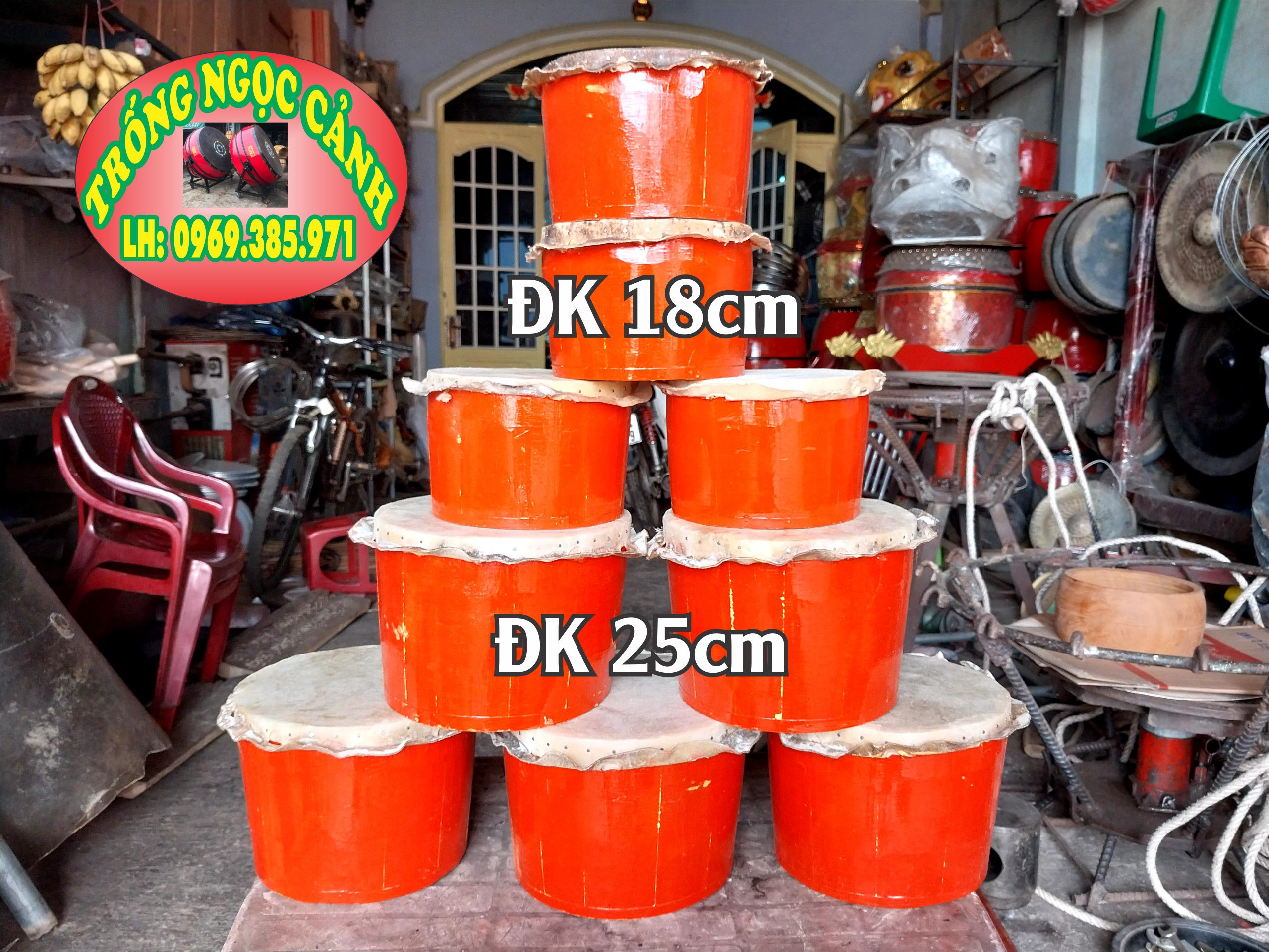 Trống lân trẻ em, trống múa lân mini bằng gỗ