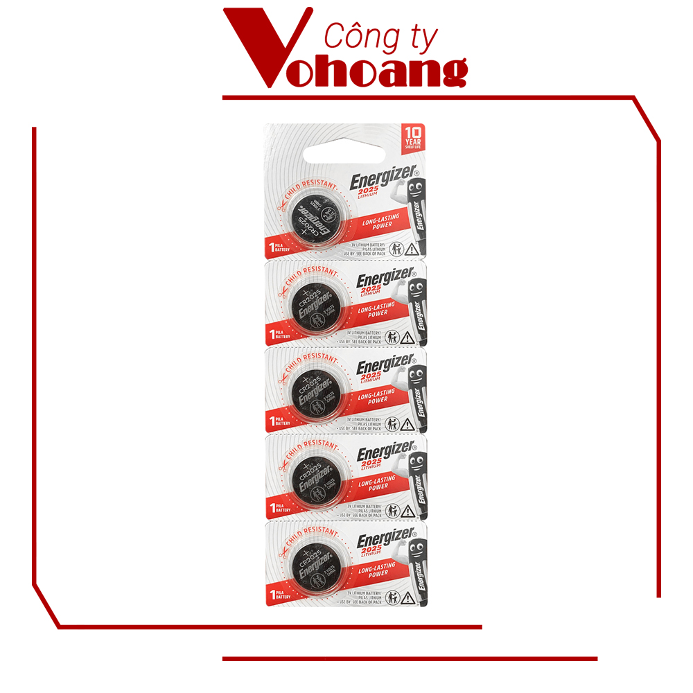 Pin remote xe hơi xe máy - Vỉ 5 viên Energizer E-CR2025