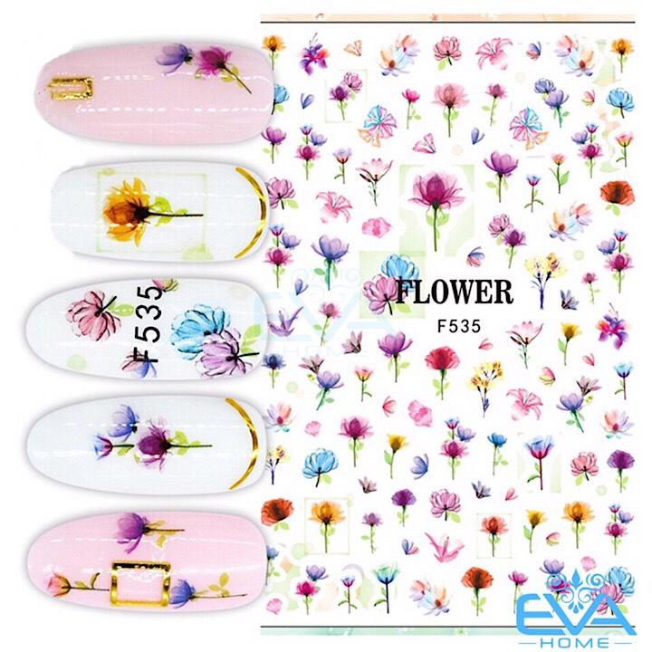 [HCM]Miếng Dán Móng Tay 3D Nail Sticker Tráng Trí Hoạ Tiết Bông Hoa F535