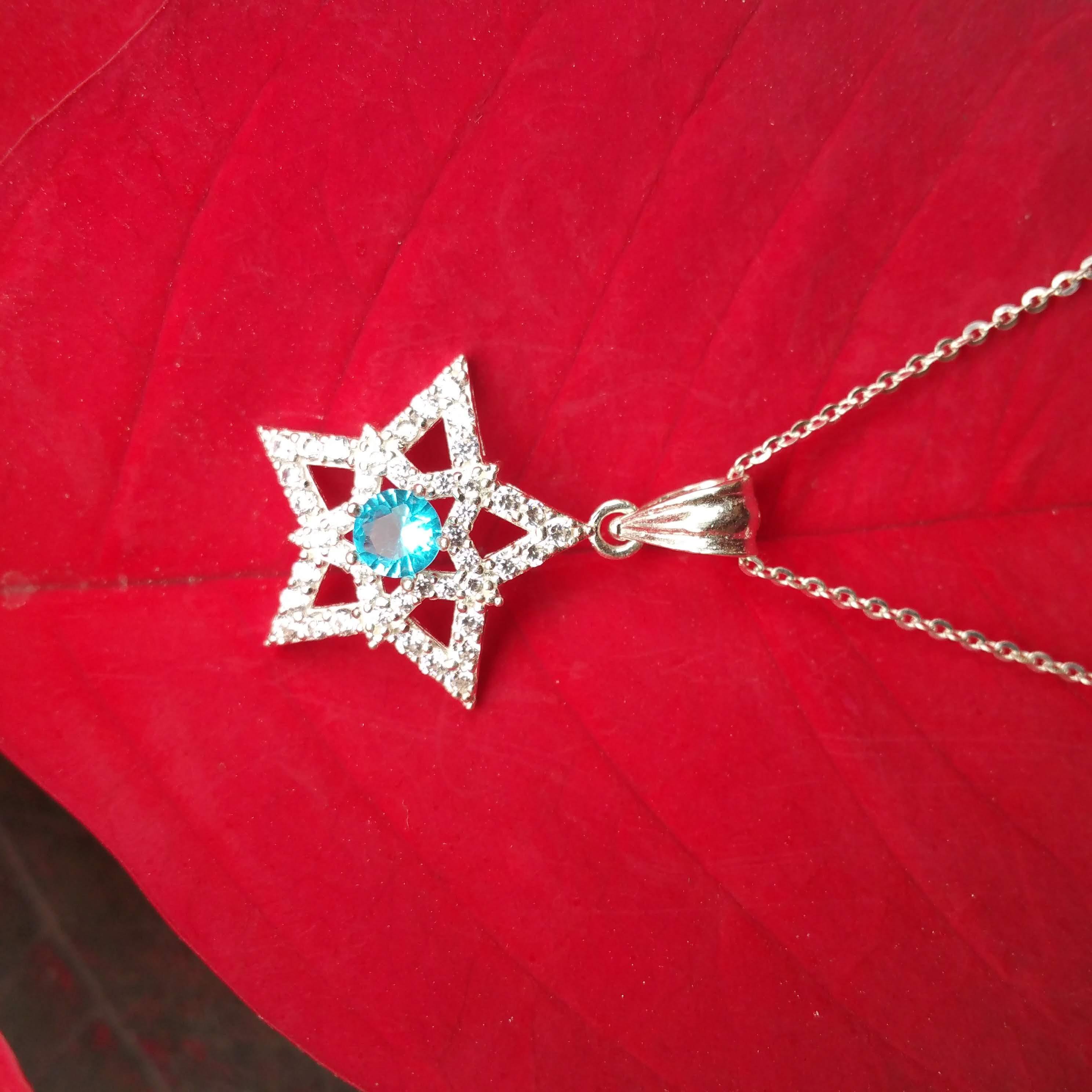 Dây chuyền bạc nữ - Vòng cổ bạc ngôi sao đính Ruby [DC-A15]