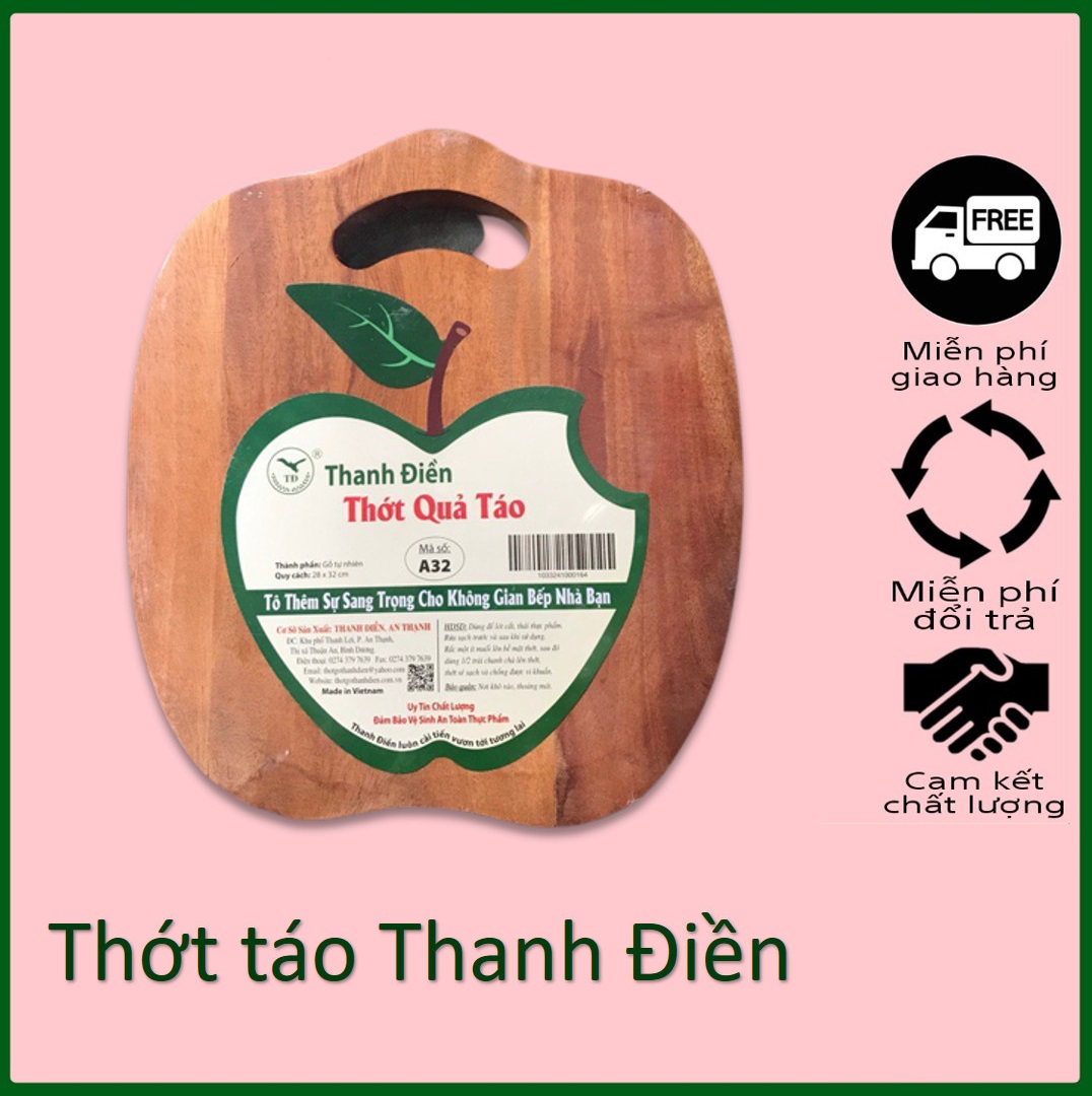 Thớt gỗ xà cừ thanh điền hình trái táo - thiết kế độc đáo, không ra dăm khi sử dụng- thớt gỗ thanh điền - thớt táo gỗ