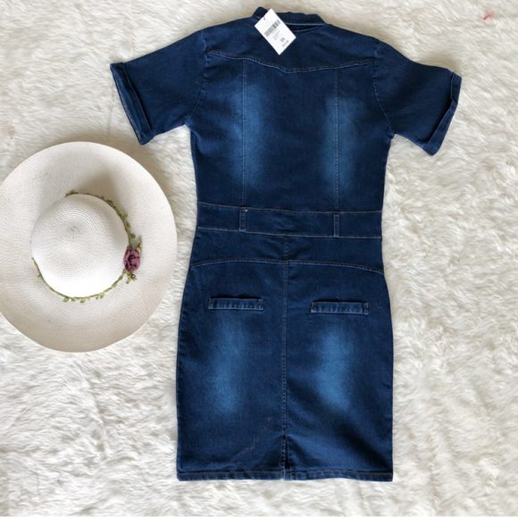 ĐẦM JEAN PHỐI TÚI CỔ SƠ MI D736736