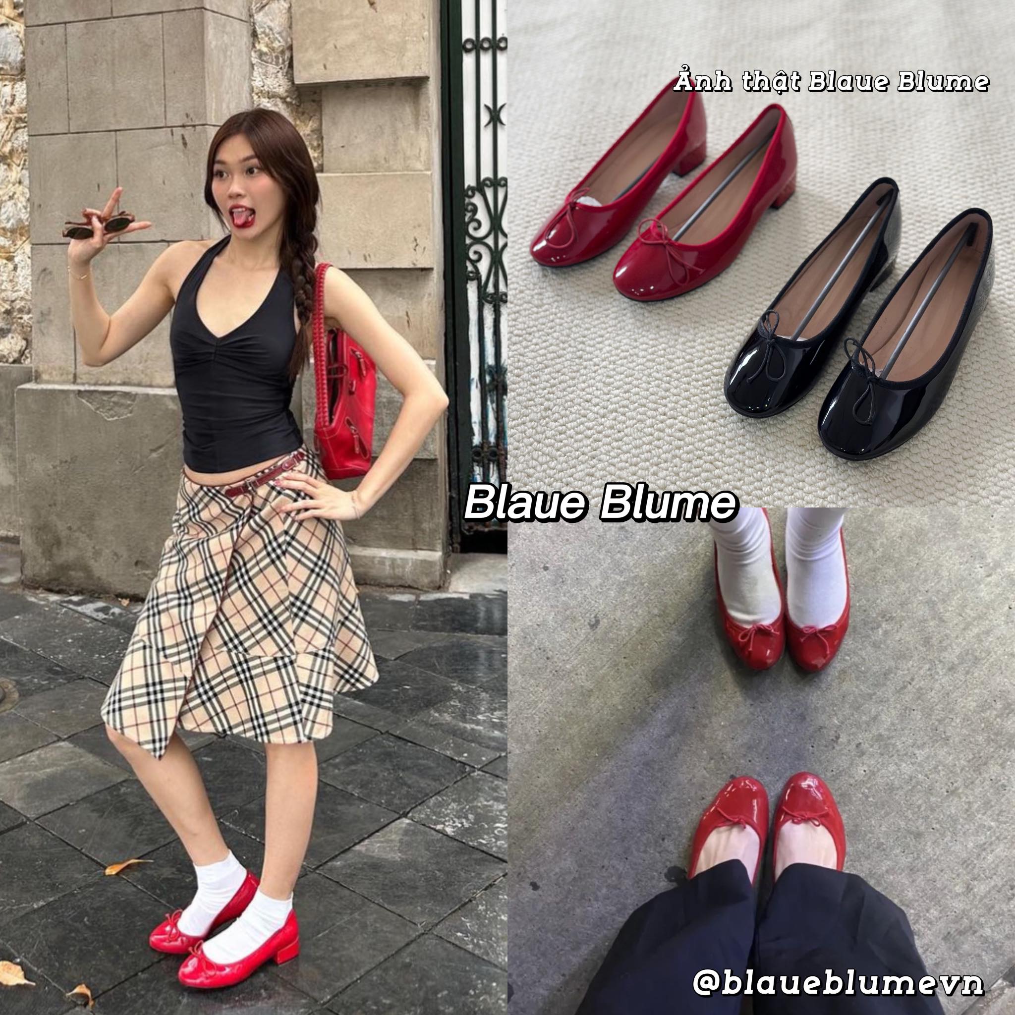 𝐁𝐥𝐚𝐮𝐞𝐁𝐥𝐮𝐦𝐞🦋 [form nhỏ tăng 1 size] 🍒 Cherry Ballet Pump gót 2.5cm🍒 Giày Ly Phạm có gót