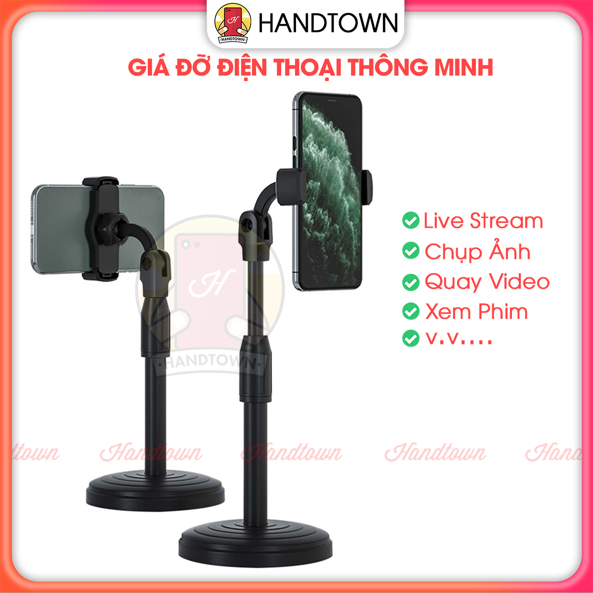 Giá Đỡ Điện Thoại Thông Minh Quay 360 Độ Tự Điều Chỉnh Kích Thước Đa Năng Để Bàn Loại 1 Live stream Chụp Ảnh Handtown