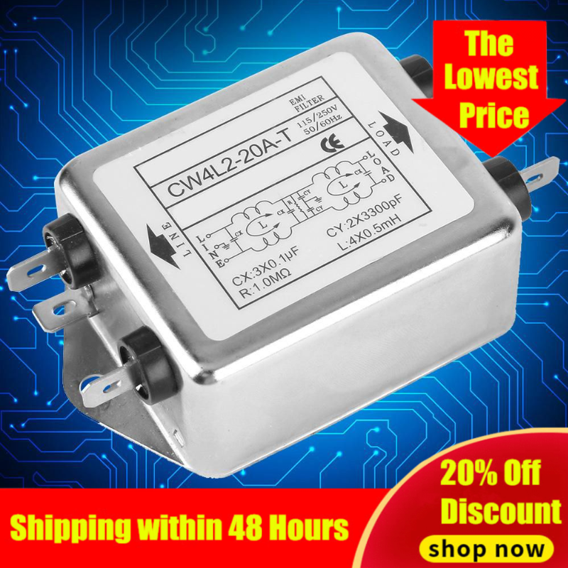 Power Filter Module 115V/250V 20A 50/60Hz CW4L2-20A-T Power Line EMI Filter Terminal
