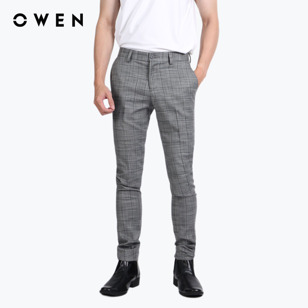 Owen - quần tây qd23446 trendy ghi melange nâu
