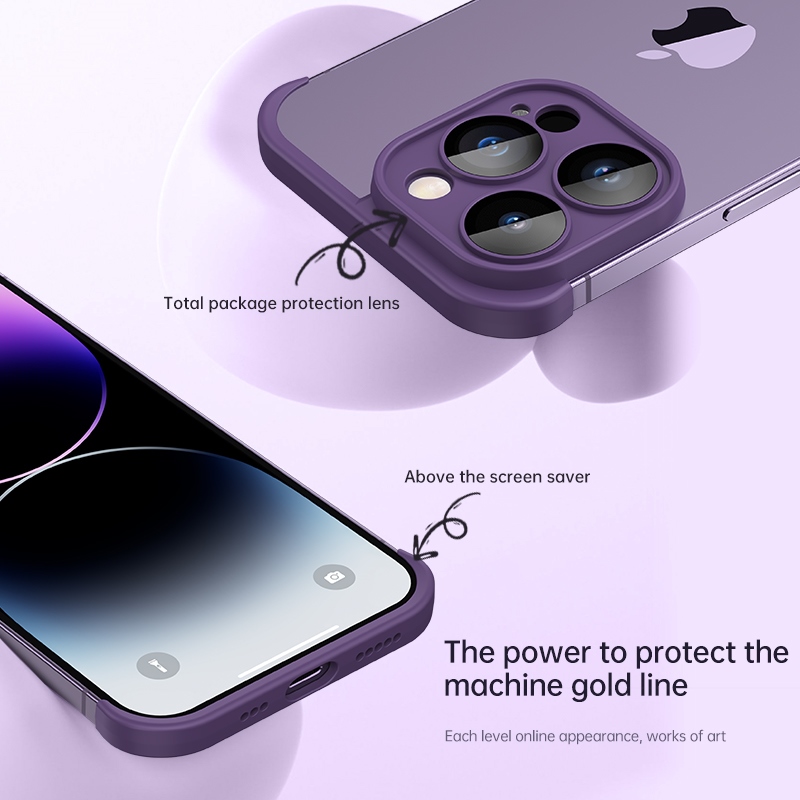 ◊☎¤ Luxury With Lens Protector Corner Pad Soft Silicone Case For iPhone 14 Pro Max Shockproof Phone Cover On iPhone 12 13 14