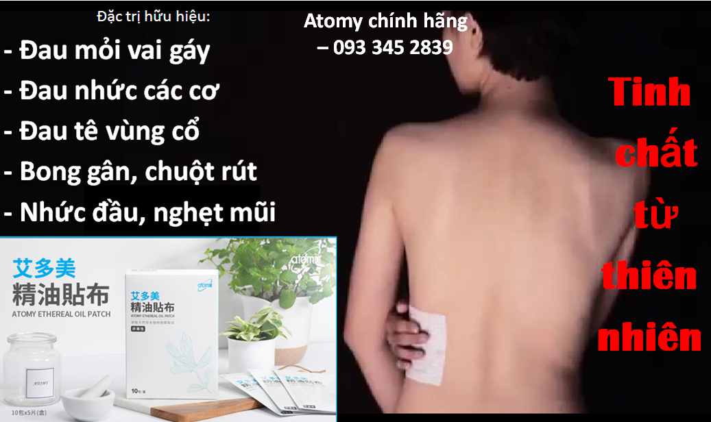 Miếng dán giảm đau chiết xuất tinh dầu lộc đề, đau cơ, mỏi vai gáy, bắp chân nhanh chóng và lâu dài, an toàn không gây kích ứng - atomy Ethereal oil patch (mẫu mới) (1 hộp 12 gói x 5 miếng) - Atomy Ethereal Oil Patch - 애터미 에테리얼 오일 패치 - Atomy Эфирное масло