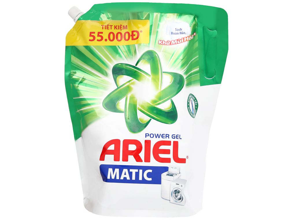 Nước giặt ariel sạch nhanh matic power gel túi 2.2kg