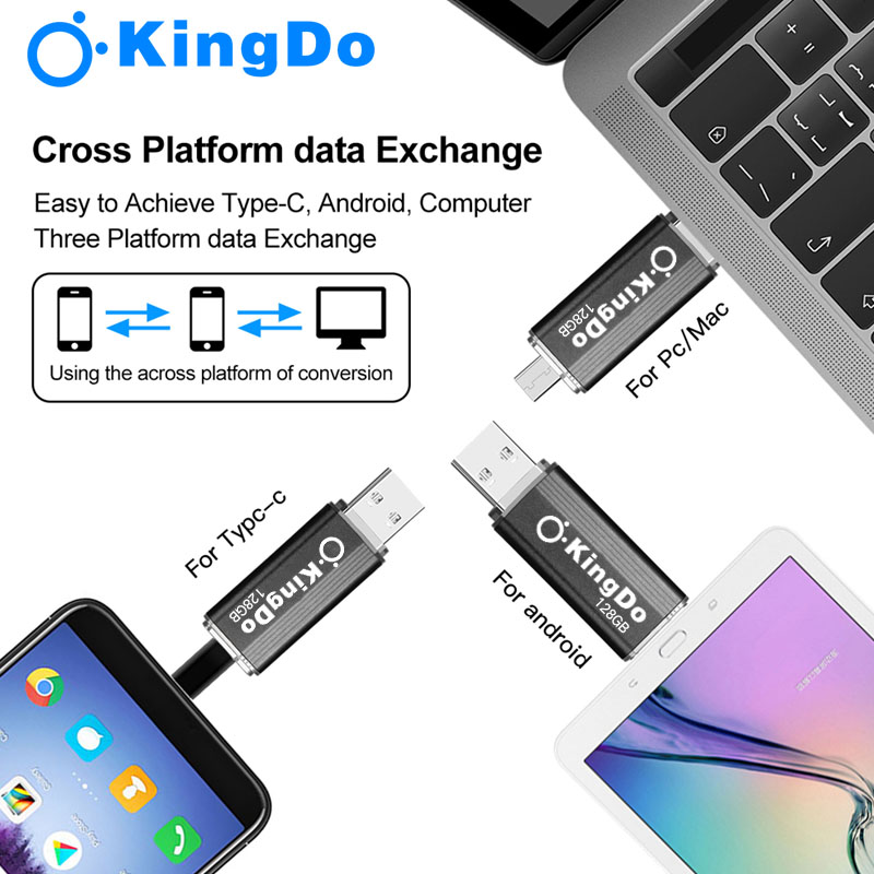 [Tặng kèm đồng hồ thạch anh miễn phí] Huyndai USB Flash Disk 128GB OTG Metal USB2.0 + Type C Pendrive Memory Stick