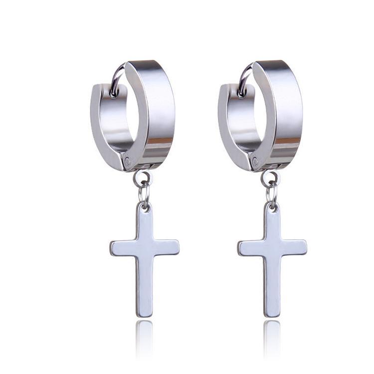 Set earring male titanium cross ultra high (2 pcs)