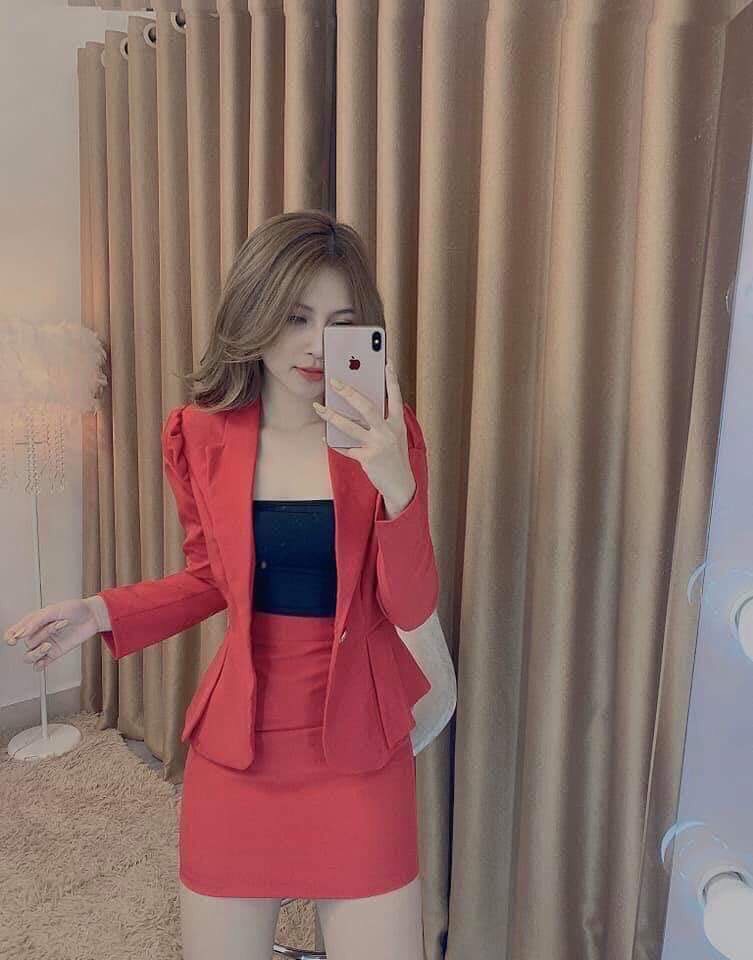 [HCM]Set váy 3 món áo vest xếp li+chân váy+áo thun