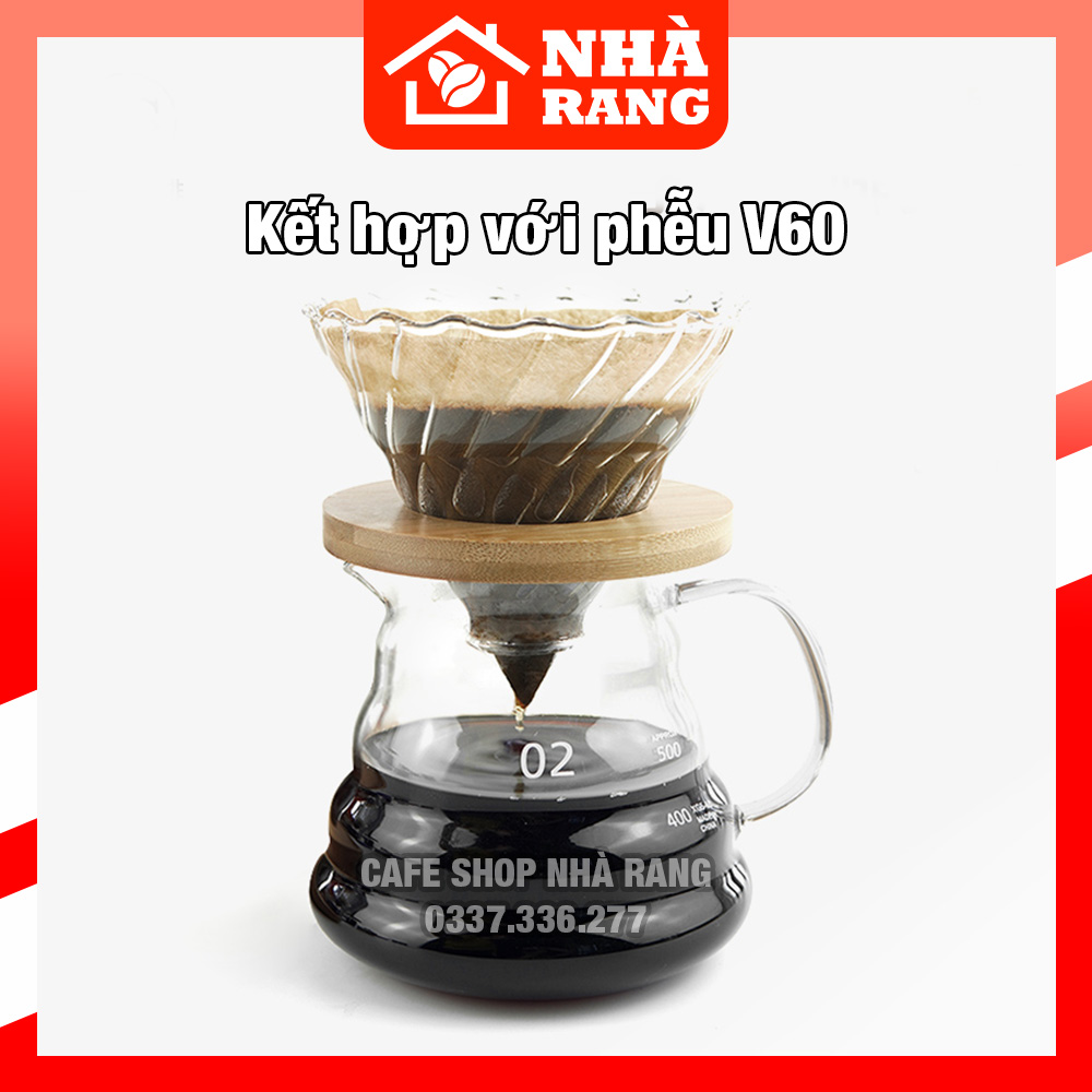 Bình thủy tinh pha cà phê 300ml 500ml có nắp đậy | Cafe Nhà Rang