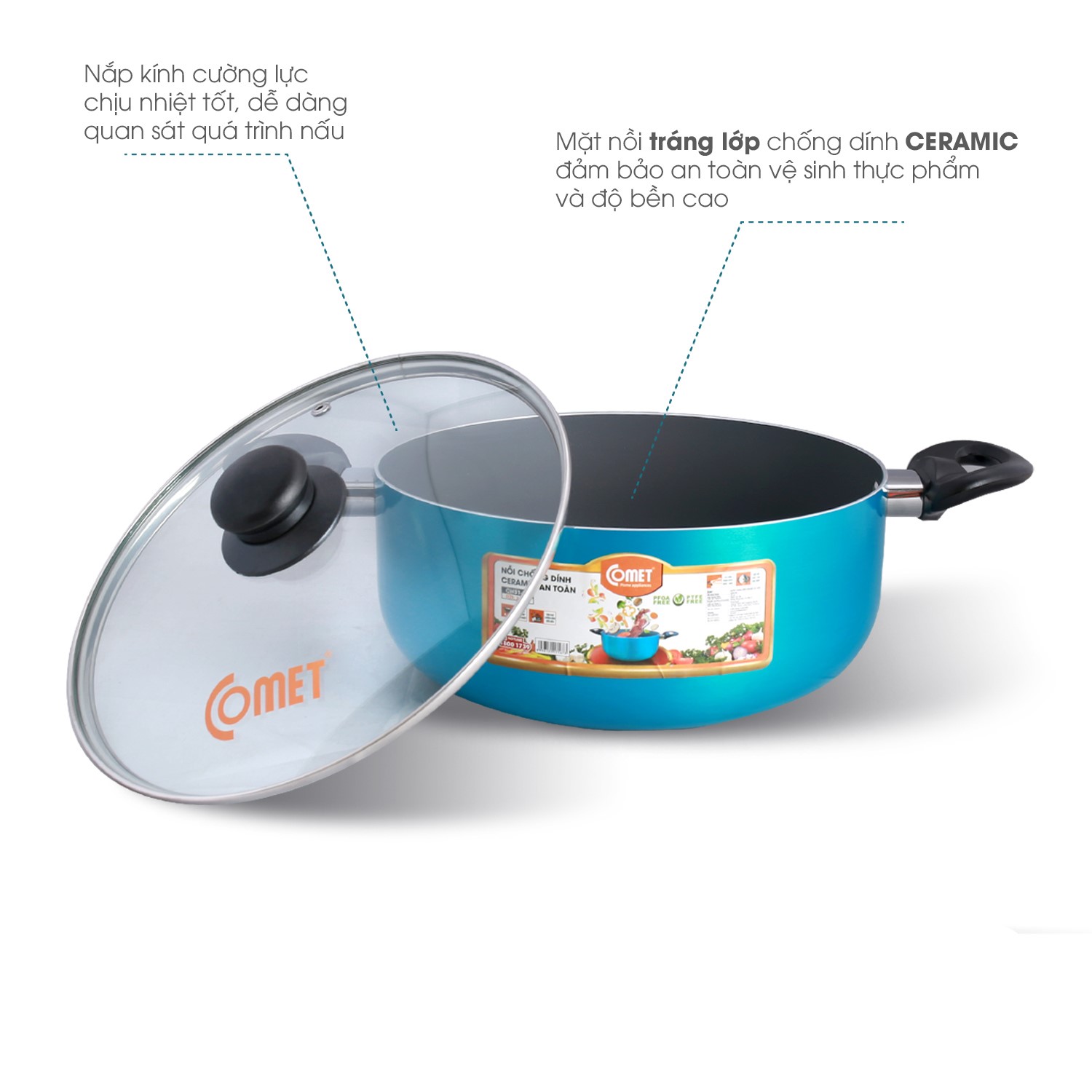 Nồi chống dính Ceramic an toàn COMET - CH31-24