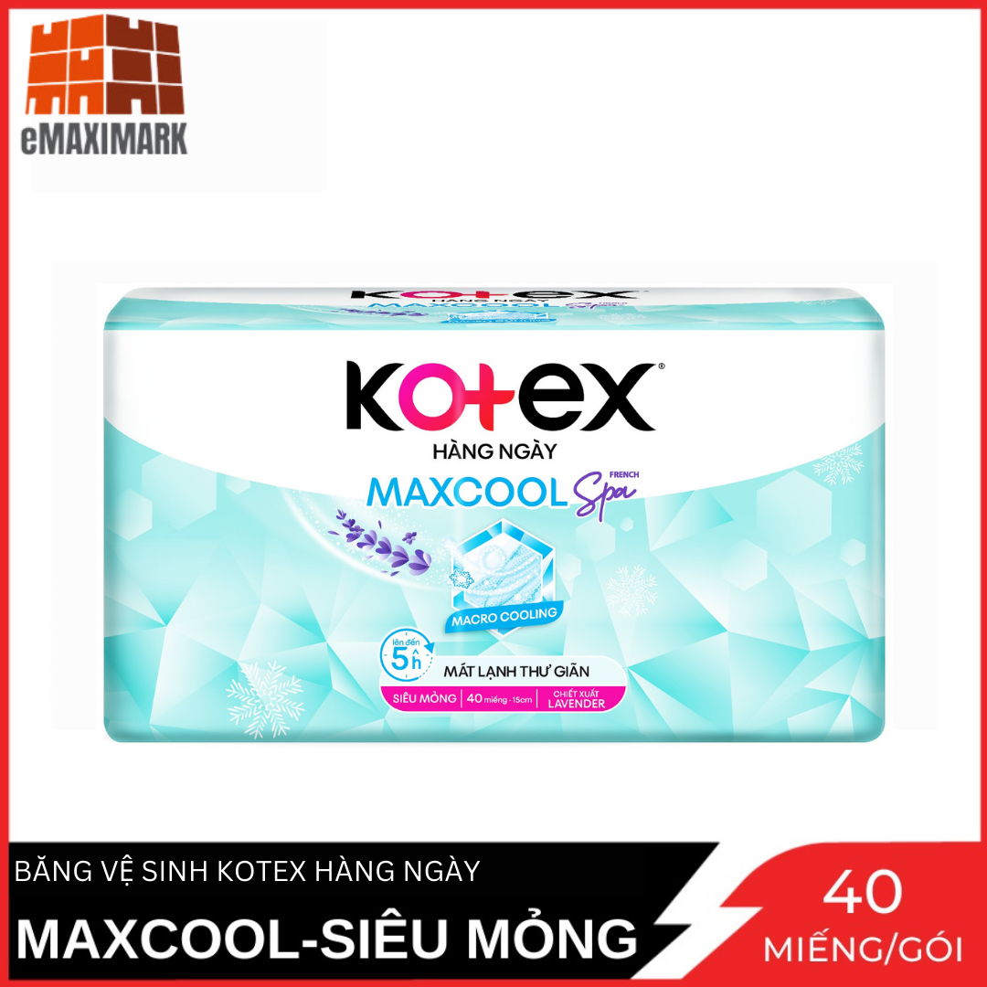 Băng Vệ Sinh Kotex Hằng Ngày Maxcool Chiết Suất Lavender Gói 40 Miếng