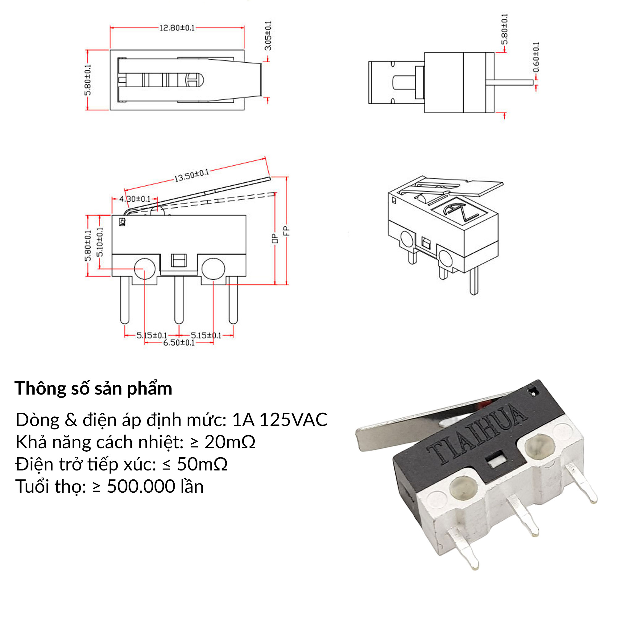 Công tắc hành trình công tắc chuột Micro Switch