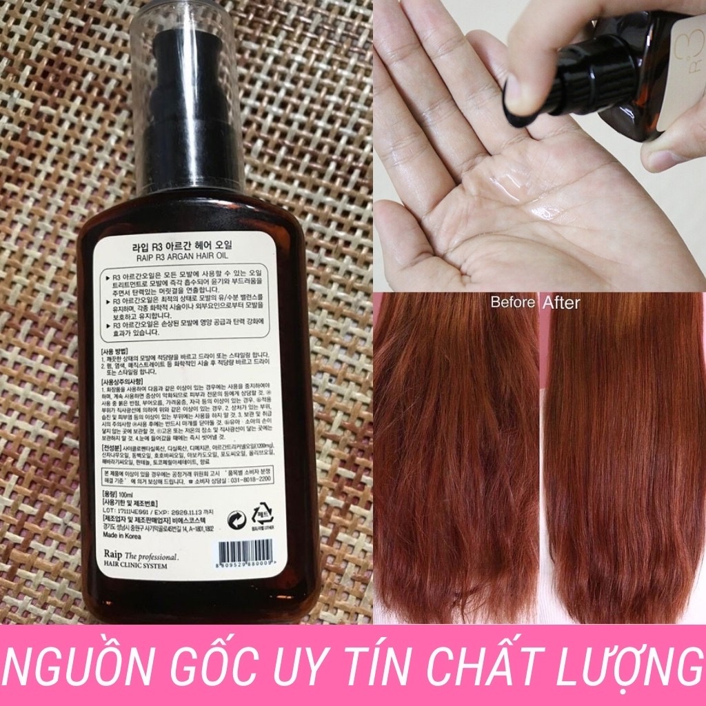 Dầu dưỡng tóc Argan oil Raip R3