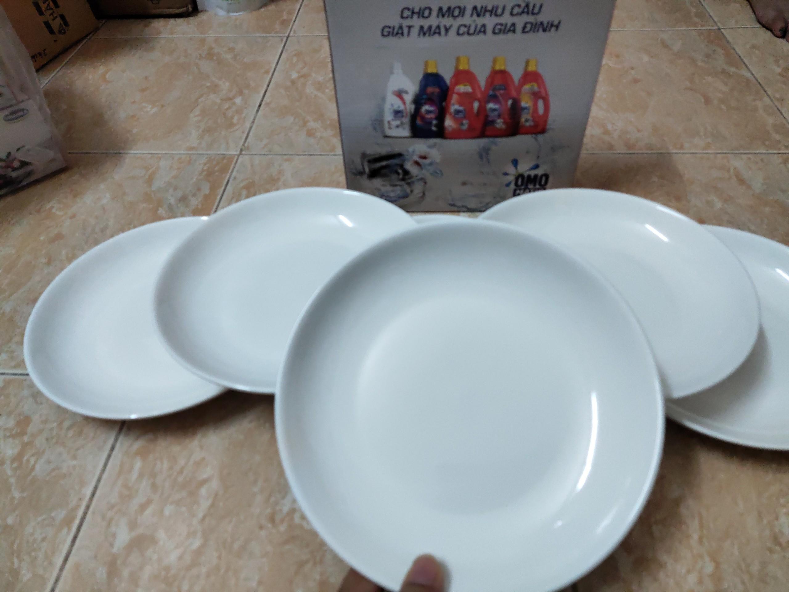 Bộ 6 đĩa sứ cao cấp trắng tinh, dày dặn kích thước 18cm