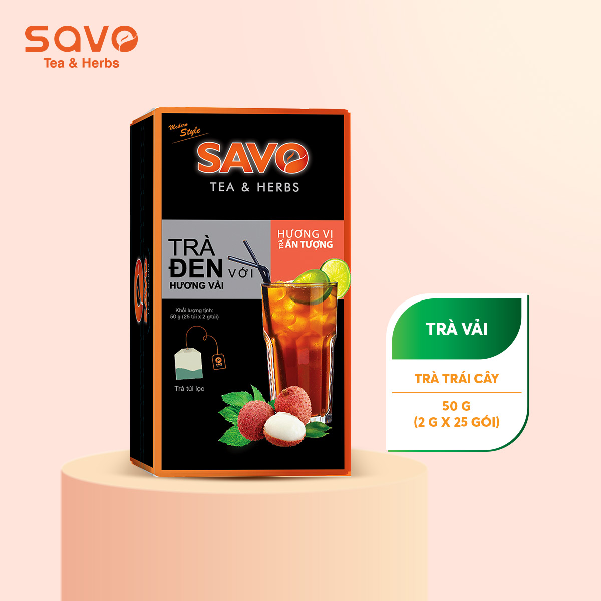 [HCM]Trà SAVO Vải (Lychee Tea) - Hộp 25 Gói x 2g