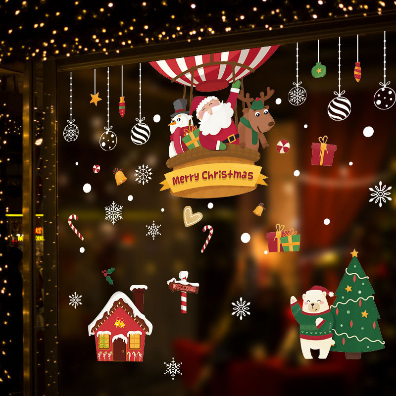 Decal dán tường Noel Giáng Sinh Ông Già Tuyết Cây Thông HM92035DS trang trí tường, Sticker, Miếng dán tường, hình dán