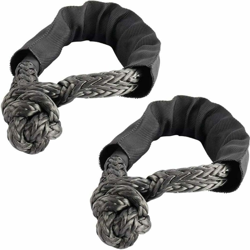 【RTX Shop】 2x Black 1/2 x 22 Soft Shackle Rope Synthetic Tow Recovery Strap 38000LBS