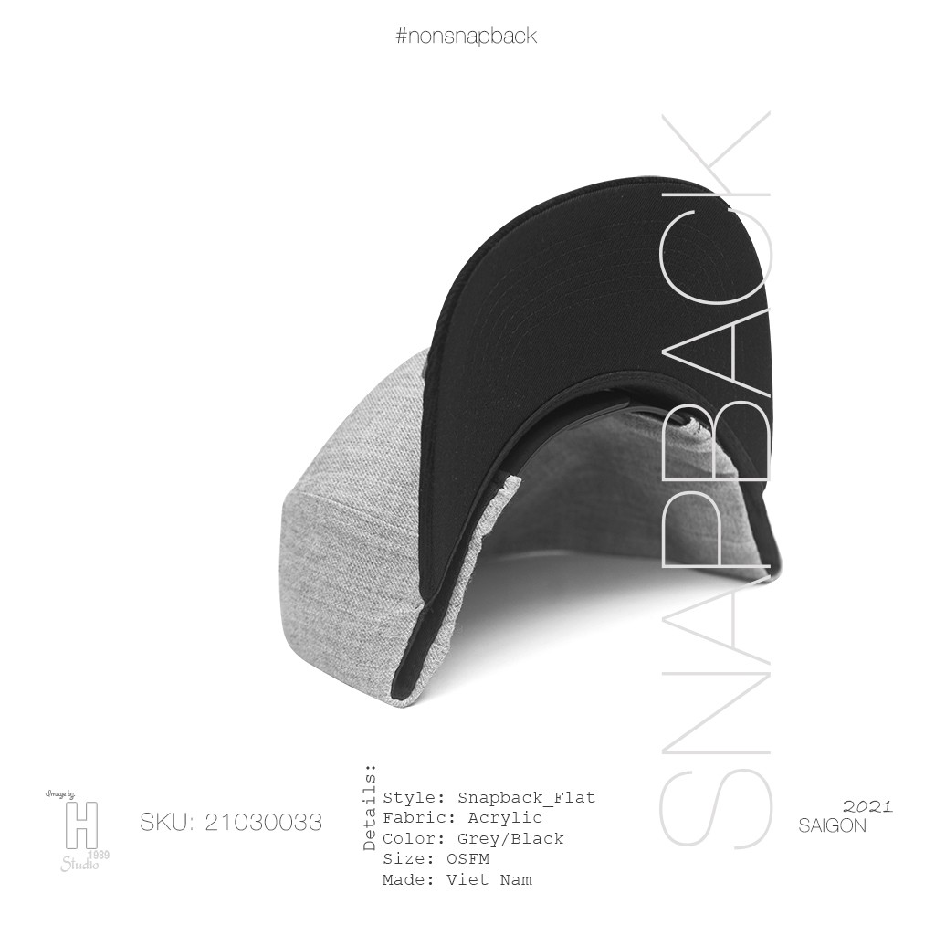 Nón Snapback Xám/Đen