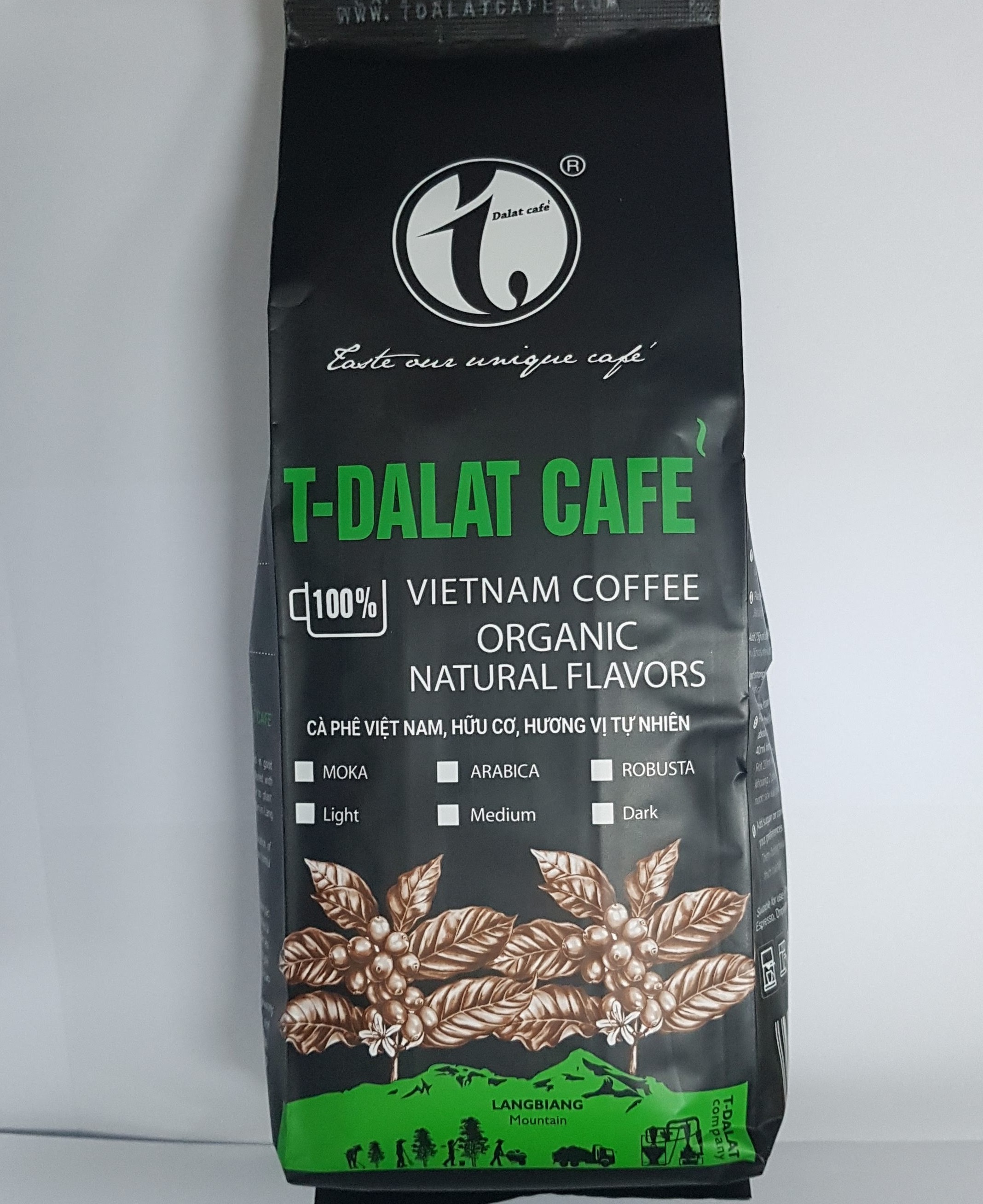 CÀ PHÊ RANG XAY NGUYÊN CHẤT - T-DALAT CAFE (Túi 500g)