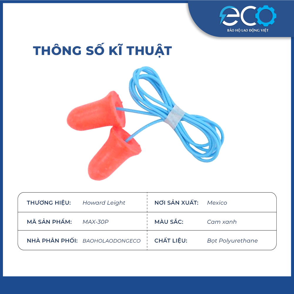 Nút Tai Chống Ồn Kèm Dây Howard Leight MAX-30P