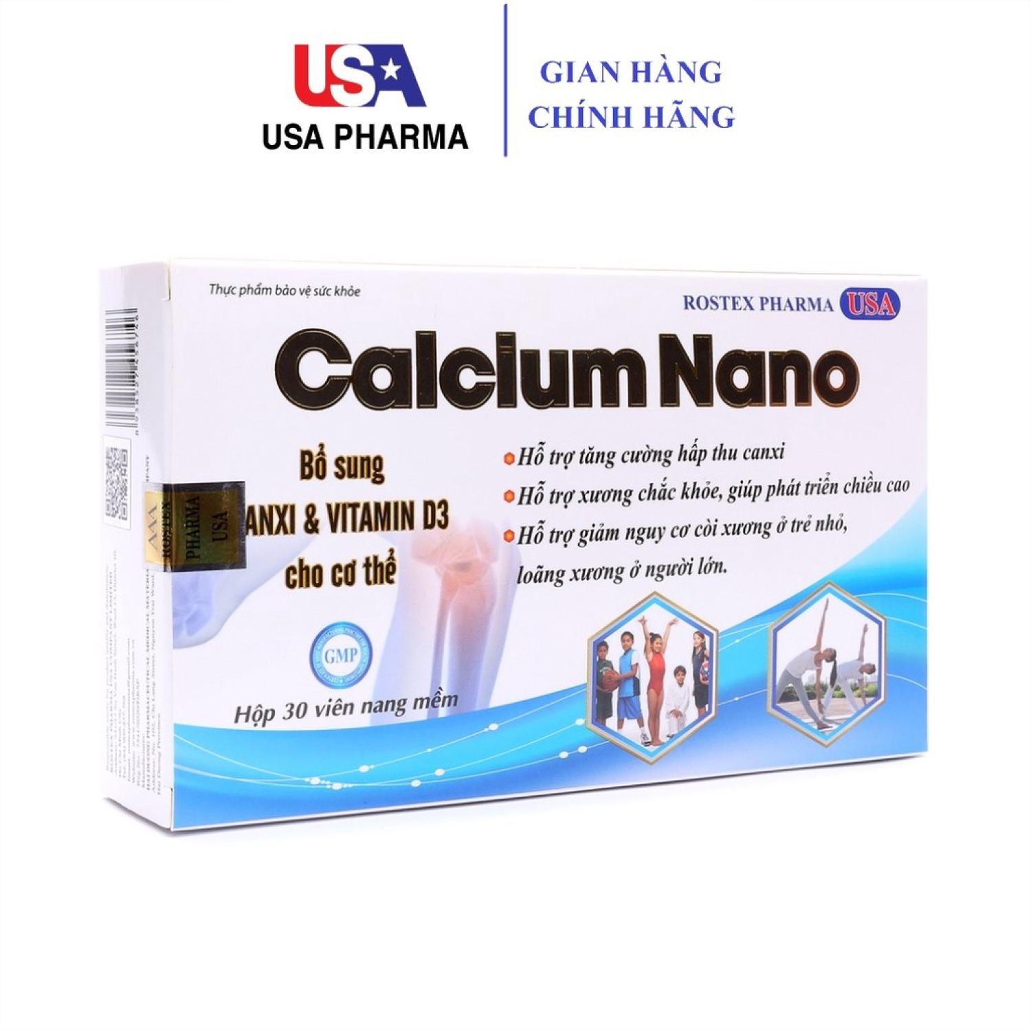 Calcium Nano bổ sung canxi, vitamin D3 tăng chiều cao - 30 viên Calcium