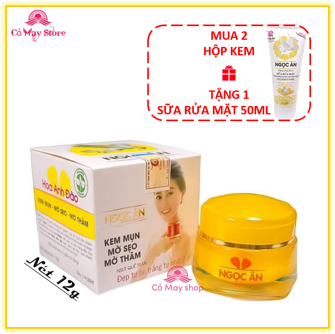 (Mua 2 tặng 1) - Kem mụn Ngọc Ân, mờ thâm mờ sẹo, dưỡng trắng da , đánh bay sạch mụn được chiết xuất từ Hoa Anh Đào ( 12g )