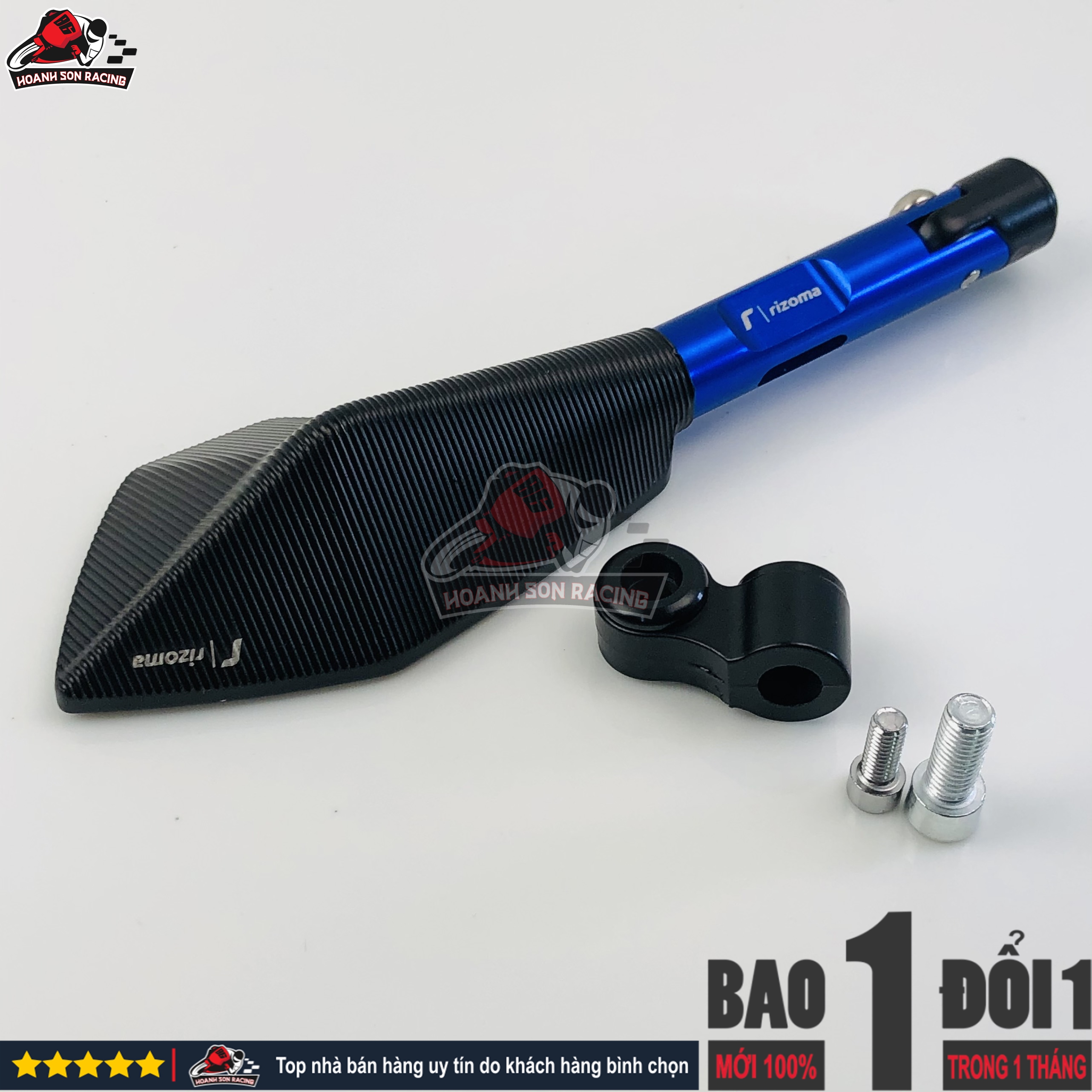 [HGương chiếu hậu 5 cạnh rizoma gắn xe máy màu xanh (dòng cao cấp) kiếng trái