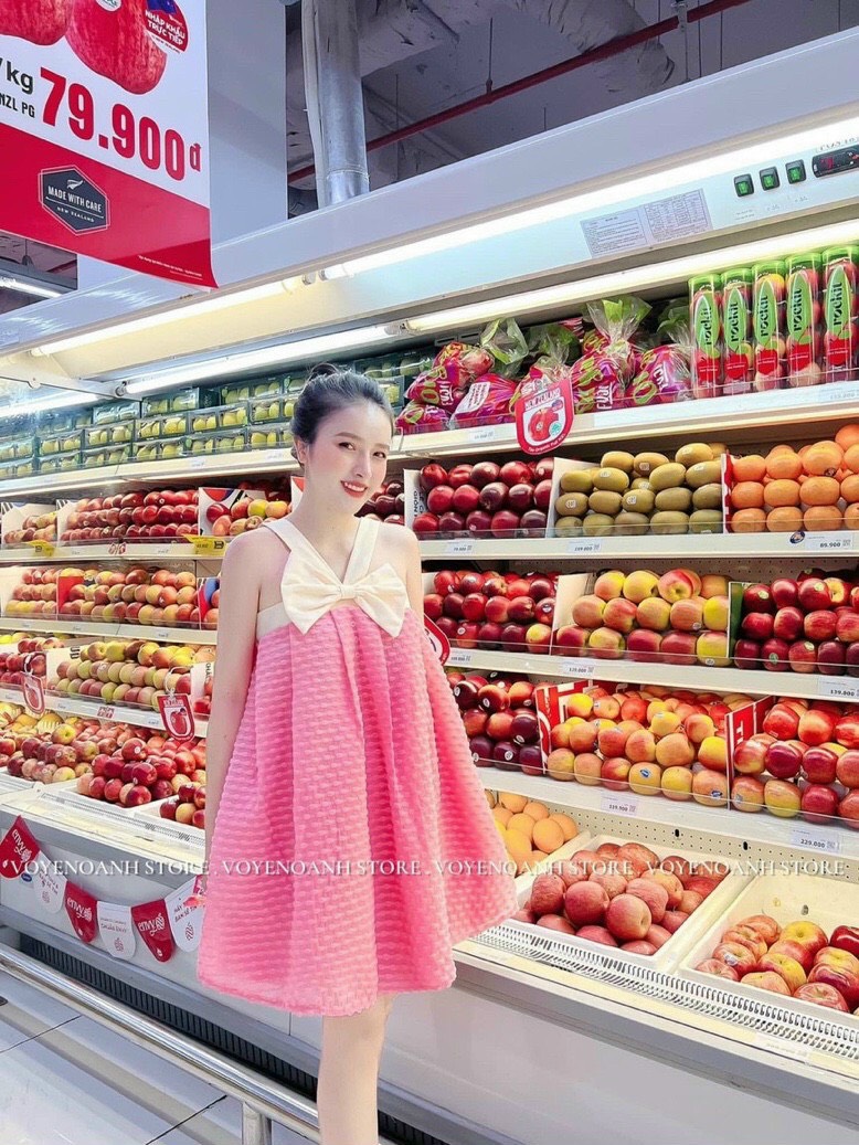 [HOÀN TIỀN MAX 18% + FREESHIP MAX 0Đ] Đầm Yếm Nơ Nữ Siêu Xinh Chất Voan Bông MAX.2000